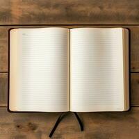 gastos generales ver de abierto libro con vacío blanco blanco paginas cuaderno composición para catalogar, revistas concepto por ai generado foto