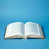 Overhead view of open book with empty blank white pages. Notebook composition for catalog, magazines concept by AI Generated photo