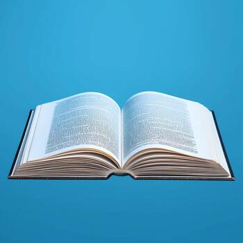 Overhead view of open book with empty blank white pages. Notebook composition for catalog, magazines concept by AI Generated photo