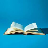 Overhead view of open book with empty blank white pages. Notebook composition for catalog, magazines concept by AI Generated photo