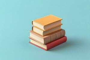 A book pile close up on a table. Front view pile book. For festival of world book day, national book day or national education day. Stack of colorful books on white background by AI Generated photo