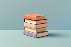 A book pile close up on a table. Front view pile book. For festival of world book day, national book day or national education day. Stack of colorful books on white background by AI Generated photo