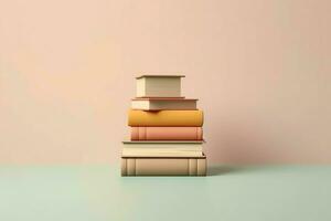 A book pile close up on a table. Front view pile book. For festival of world book day, national book day or national education day. Stack of colorful books on white background by AI Generated photo