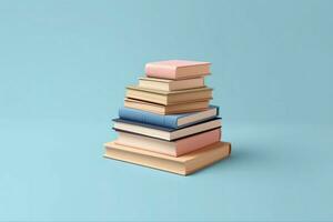 A book pile close up on a table. Front view pile book. For festival of world book day, national book day or national education day. Stack of colorful books on white background by AI Generated photo