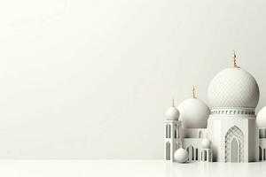 Eid mubarak and ramadan kareem greetings with copy space. Eid al fitr islamic lantern and mosque concept by AI Generated photo