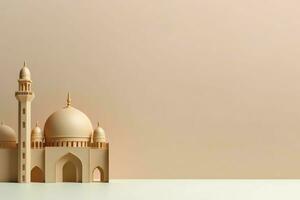Eid mubarak and ramadan kareem greetings with copy space. Eid al fitr islamic lantern and mosque concept by AI Generated photo
