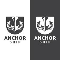 Simple Ship Anchor Logo Design, Silhouette Vector Illustration