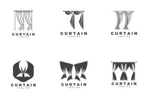 Home And Exhibition Curtain Logo Design, Building Decoration Vector Illustration