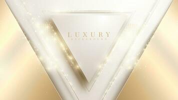 Golden triangle frame with bokeh decoration and light effect, luxury style white background design concept. vector