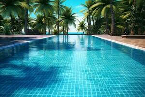 Beautiful outdoor swimming pool in luxury hotel resort with blue sky for leisure relax and holiday concept  by AI Generated photo