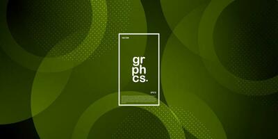 Abstract dark green gradient illustration background with 3d look and simple circle pattern. Cool design. Eps10 vector