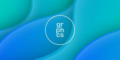 Abstract bright blue green wave 3d gradient illustration background simple pattern. Cool design. Eps10 vector