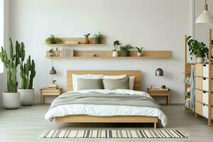 Modern bedroom interior design in apartment or house with furniture. Luxury bedroom scandinavian concept by AI Generated photo