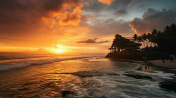 Ancient pura ulun danu bratan, besakih or famous hindu temple and tourist in bali island at sunrise concept by AI Generated photo