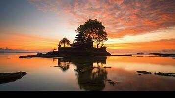 antiguo pura ulun danu bratán, besakih o famoso hindú templo y turista en bali isla a amanecer concepto por ai generado foto