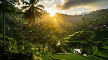 Ancient pura ulun danu bratan, besakih or famous hindu temple and tourist in bali island at sunrise concept by AI Generated photo