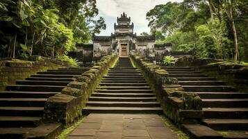 antiguo pura ulun danu bratán, besakih o famoso hindú templo y turista en bali isla a amanecer concepto por ai generado foto