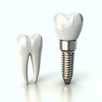 Close up of a dental tooth implant or healthy human teeth. White enamel and dental implants surgery concept by AI Generated photo