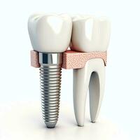 Close up of a dental tooth implant or healthy human teeth. White enamel and dental implants surgery concept by AI Generated photo