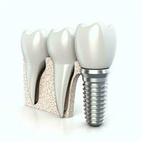 Close up of a dental tooth implant or healthy human teeth. White enamel and dental implants surgery concept by AI Generated photo