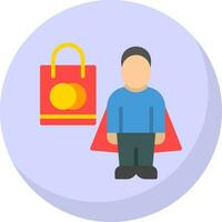 Shopping Superhero Vector Icon Design