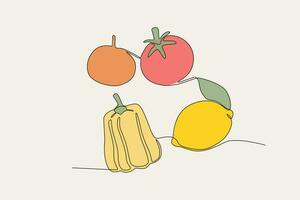 Colorful illustrations of fruits and vegetables for vegans vector