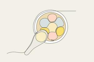 Colored illustration of a bowl of tangyuan top view vector