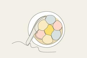 Color illustration of a bowl of tangyuan vector
