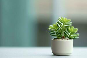 Potted succulent plant gasteria or small cactus with copy space. Home gardening and minimalist plant concept by AI Generated photo