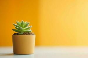 Potted succulent plant gasteria or small cactus with copy space. Home gardening and minimalist plant concept by AI Generated photo