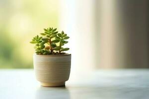 en conserva suculento planta gasteria o pequeño cactus con Copiar espacio. hogar jardinería y minimalista planta concepto por ai generado foto