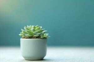 Potted succulent plant gasteria or small cactus with copy space. Home gardening and minimalist plant concept by AI Generated photo