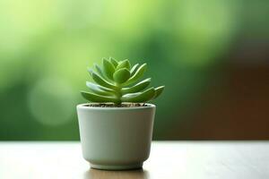 Potted succulent plant gasteria or small cactus with copy space. Home gardening and minimalist plant concept by AI Generated photo