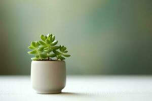 Potted succulent plant gasteria or small cactus with copy space. Home gardening and minimalist plant concept by AI Generated photo