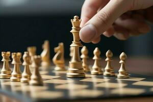 Chessboard with business strategy, tactic and competition of a chess game. Business and leadership concept by AI Generated photo