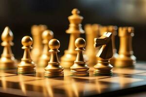 Chessboard with business strategy, tactic and competition of a chess game. Business and leadership concept by AI Generated photo