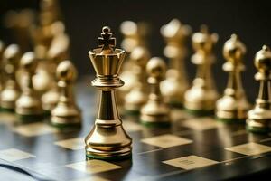 Chessboard with business strategy, tactic and competition of a chess game. Business and leadership concept by AI Generated photo