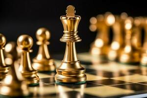 Chessboard with business strategy, tactic and competition of a chess game. Business and leadership concept by AI Generated photo