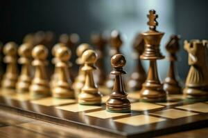 Chessboard with business strategy, tactic and competition of a chess game. Business and leadership concept by AI Generated photo