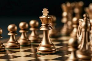 Chessboard with business strategy, tactic and competition of a chess game. Business and leadership concept by AI Generated photo