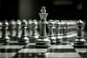 Chessboard with business strategy, tactic and competition of a chess game. Business and leadership concept by AI Generated photo