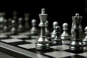 Chessboard with business strategy, tactic and competition of a chess game. Business and leadership concept by AI Generated photo