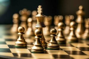 Chessboard with business strategy, tactic and competition of a chess game. Business and leadership concept by AI Generated photo
