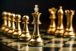 Chessboard with business strategy, tactic and competition of a chess game. Business and leadership concept by AI Generated photo