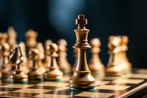 Chessboard with business strategy, tactic and competition of a chess game. Business and leadership concept by AI Generated photo