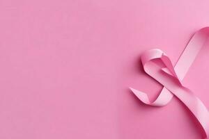 Pink or purple ribbon as breast cancer or epilepsy awareness symbol and copy space. World cancer day concept by AI Generated photo