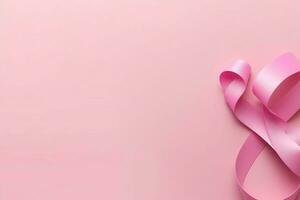 Pink or purple ribbon as breast cancer or epilepsy awareness symbol and copy space. World cancer day concept by AI Generated photo