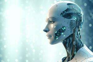 3D rendering technology robotics data analytics or futuristic cyborg with artificial intelligence concept by AI Generated photo