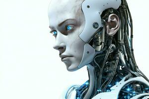 3D rendering technology robotics data analytics or futuristic cyborg with artificial intelligence concept by AI Generated photo