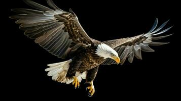 águila libremente volador debajo el luz de sol y azul cielo. depredador pájaro caza en safari este África concepto por ai generado foto